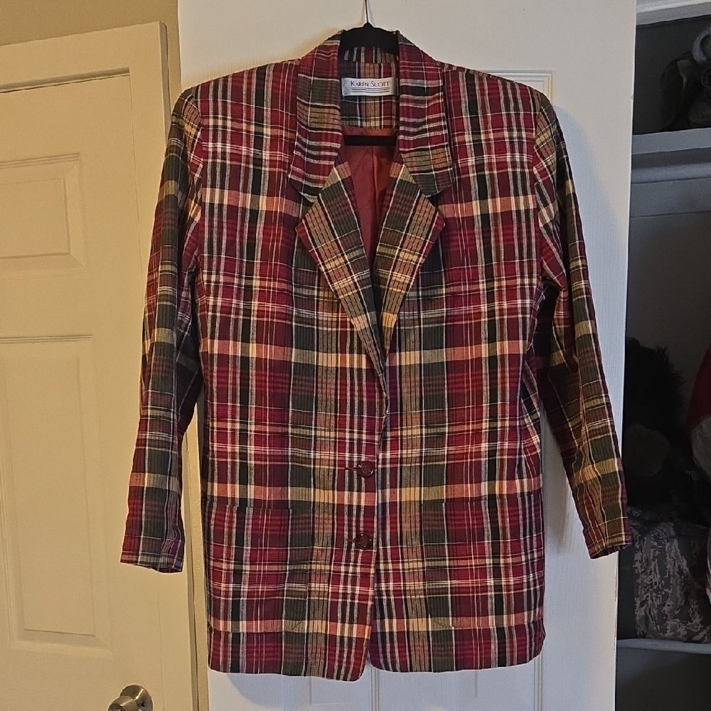 Chaus Multicolor Plaid Blazer